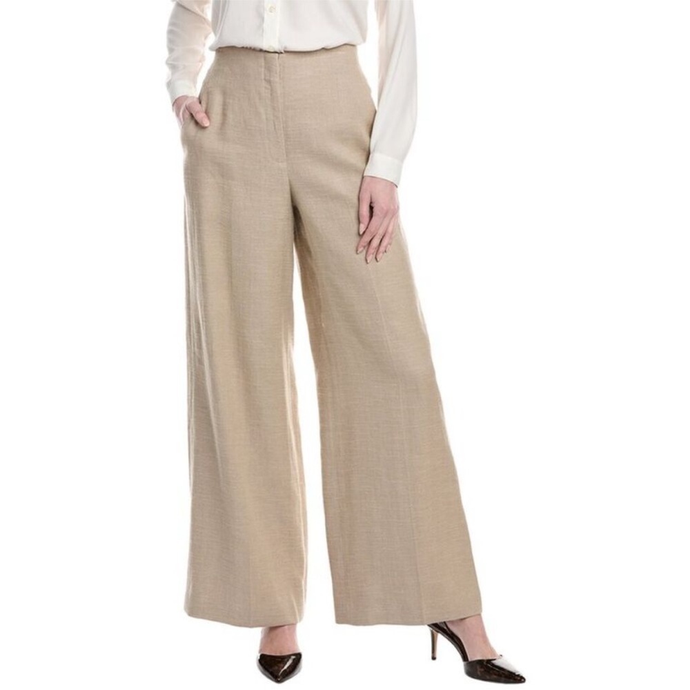 NWT Lafayette 148 New York Thames Linen Wide Leg Pants 8